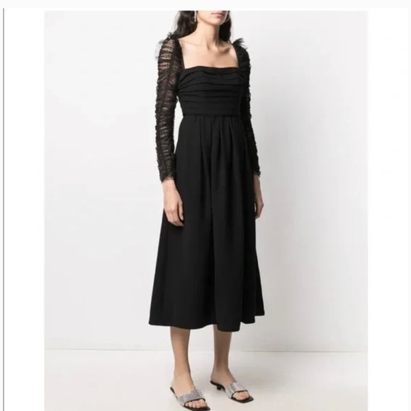 SELF-PORTRAIT Crepe Dot Mesh Midi Dress size 8 - Picture 8 of 14